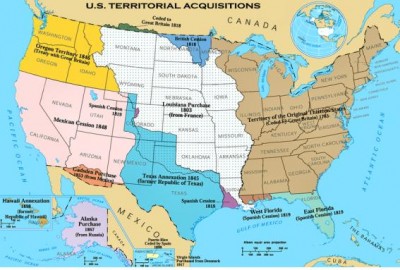 1783년부터 1867년까지 미국의 영토 확장을 보여주는 지도. 좀 더 상세한 정보는 “미국 역사 시기별 영토지도” 참조.