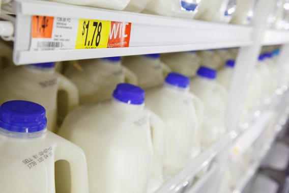 Gallons of milk in the dairy products section can be seen on Display at a new Wal-Mart store in Chicago